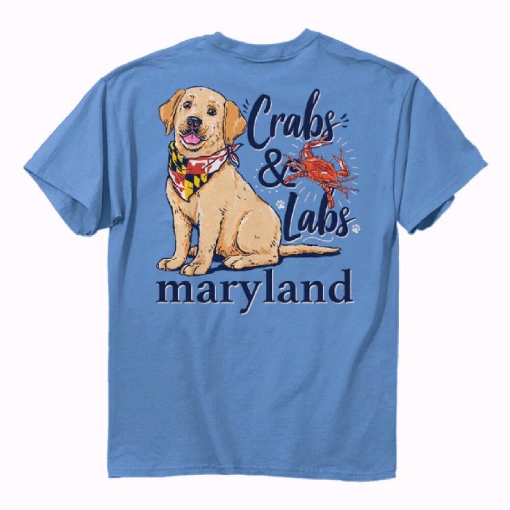 Maryland Crabs And Labs Short Sleeve T-Shirt - NEW Fast Ship